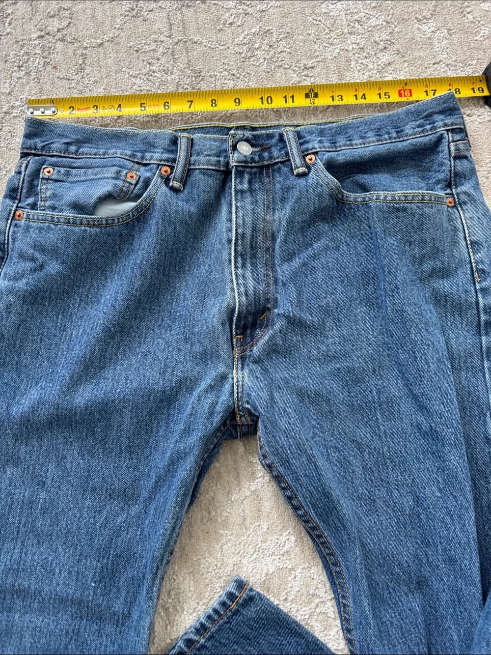 Levi's Men's 505 Blue Straight-Leg Denim Jeans Size 36x32